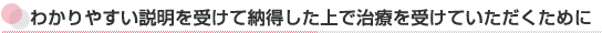 わかりやすい説明をうけて納得した上で治療をうけていただくために